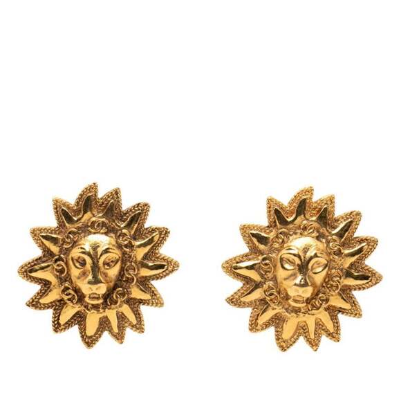 CHANEL Vintage Gold Logo Earrings